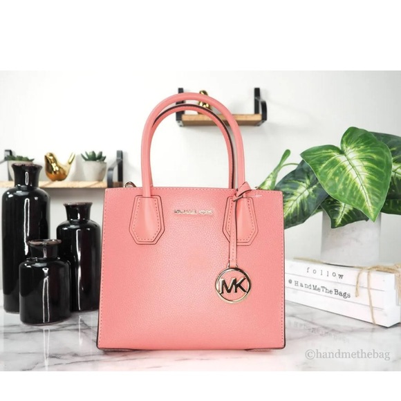 🌸 BRAND NEW MICHAEL KORS “MERCER” Leather Crossbody Bag in Grapefruit Pink - Picture 4 of 4